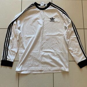 Adidas White and Black Long Sleeve Tee